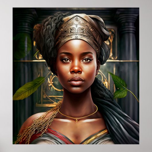 Poster Une Jamaïcaine Portrait Peinture à l'huile (Devant)