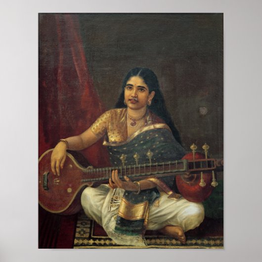 Poster Une jeune femme avec une veena (Devant)