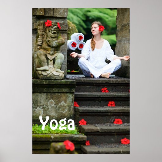 Poster Une jeune femme pratique le yoga (Devant)