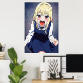 Poster Une jeune fille hurle | Art AI (Bureau à domicile)