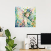 Poster Une jolie fée printanière (Bureau à domicile)