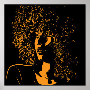 Poster Une jolie femme africaine avec portrait afro