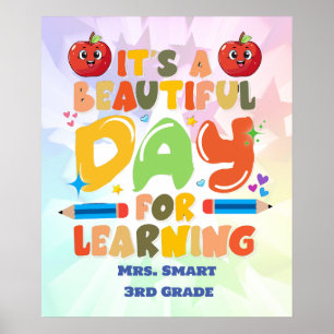Poster Une journée pour apprendre Graphisme gras mignon