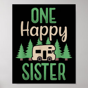 Poster Une joyeuse campeuse, une heureuse sœur, fête d'an