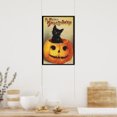 Poster Une joyeuse Halloween par Ellen Clapsaddle, Chat V (Cuisine)