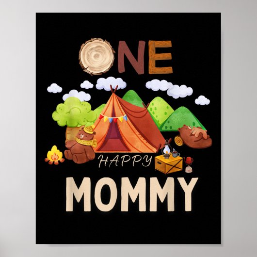 Poster Une joyeuse maman Camper Ours Premier anniversaire (Devant)