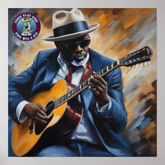 Poster Une Légende Du Blues Jouant De La Guitare