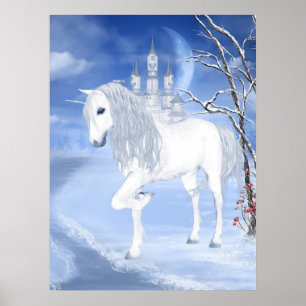 Poster une licorne blanche