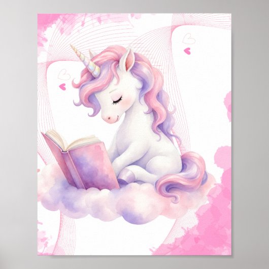 Poster Une licorne paisible lisant (Devant)