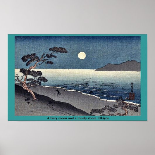 Poster Une lune de fée et une côte solitaire Ukiyoe (Devant)