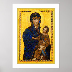 Poster Une Madone et un Enfant Anciens pour les Fêtes de