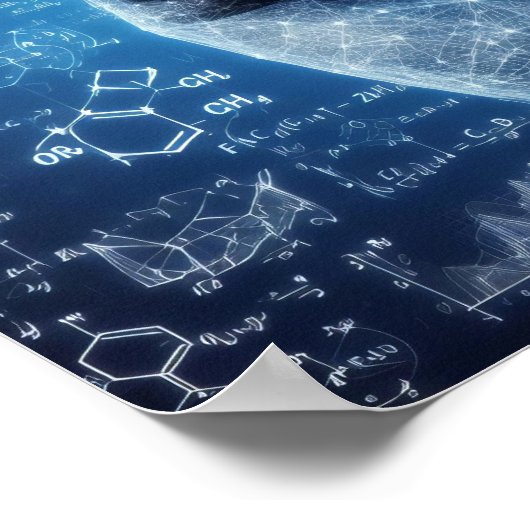 Poster Une main humanoïde superposée sur une feuille de d (Coin)