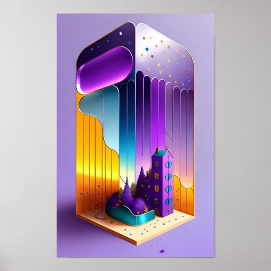 Poster Une maison et des arbres à lunettes (Devant)