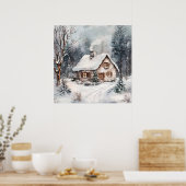Poster Une maisonnette cosy en hiver (Cuisine)
