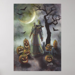 Poster Une marche brumeuse à Halloween.
