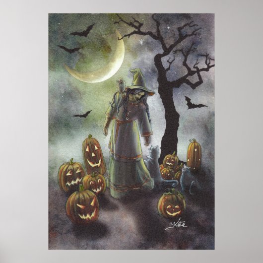 Poster Une marche brumeuse à Halloween. (Devant)