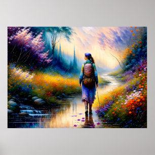 Poster Une marche dans les oeuvres d'art des bois