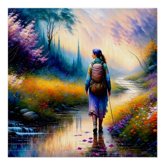 Poster Une marche dans les oeuvres d'art des bois (Devant)