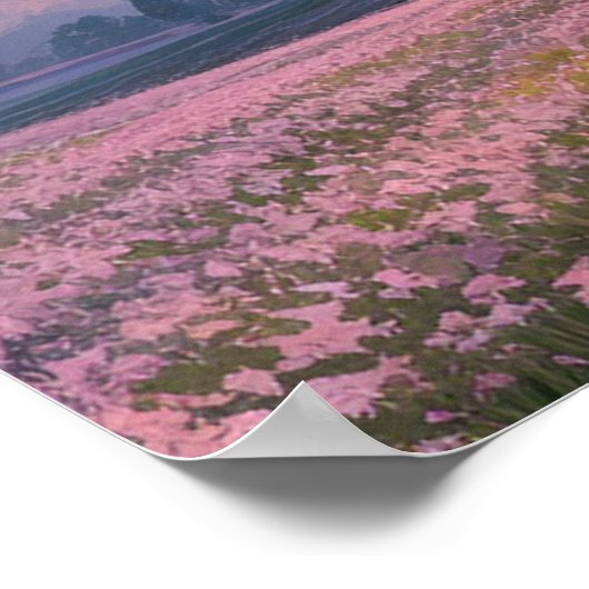 Poster Une mer de fleurs roses (Coin)