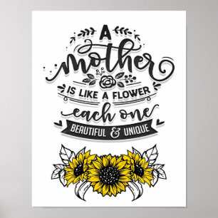 Poster Une mère est comme une fleur, mignonne cadeau de f