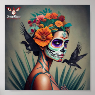 Poster Une Mexicaine fête Dia de Los Muertos