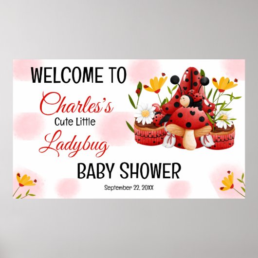 Poster Une Mignonne Petite Ladybug Est En Chemin De Baby  (Devant)