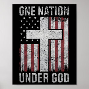 Poster Une nation sous Dieu 4 juillet vintage patriotique