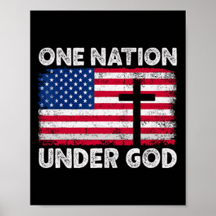 Poster Une nation sous Dieu Drapeau 4 juillet Patriotique