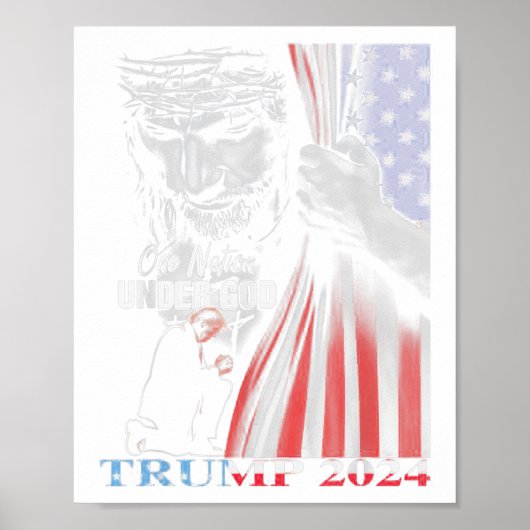 Poster Une nation sous Dieu Trump 2024 Dieu drapeau améri (Devant)