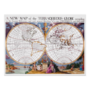 Poster Une nouvelle carte du globe terraqué parfait poste