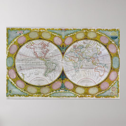 Poster Une nouvelle carte du monde, 1770-1797 (Devant)