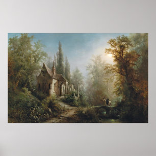 Poster Une nuit illuminée par la Lune au-dessus d'une cha