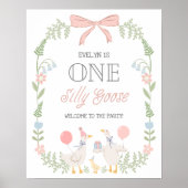 Poster Une oie sotte Floral Bow rose Anniversaire Bienven (Devant)