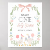 Poster Une oie sotte Floral Bow rose Anniversaire Bienven (Devant)