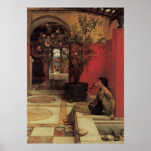Poster Une Oleander par Alma Tadema, Fleurs Vintages (Devant)