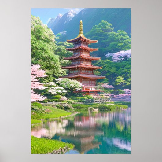 Poster Une Pagode Majestueuse En Bois (Devant)