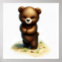 Une peinture aquarelle 3D d'un ourson grizzly