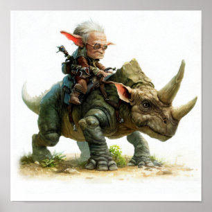 Poster Une peinture aquarelle d'un elfe guerrier intrépid