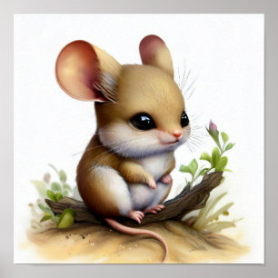 Poster Une peinture numérique d'un adorable Jerboa