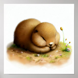 Poster Une peinture numérique d'un jeune chien mignon des