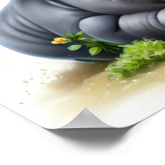 Poster Une peinture numérique d'un jeune joli rhinocéros (Coin)