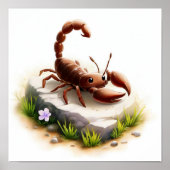 Poster Une peinture numérique d'un jeune mignon scorpion (Devant)