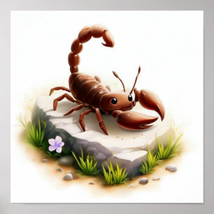 Poster Une peinture numérique d'un jeune mignon scorpion