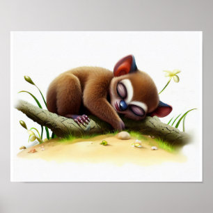 Poster Une peinture numérique d'un jeune mignon Tarsier
