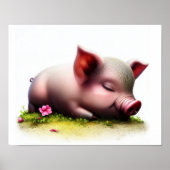 Poster Une peinture numérique d'un jeune porc (Devant)