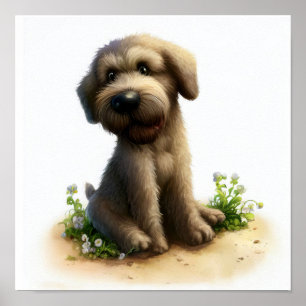 Poster Une peinture numérique d'un joli Wolfhound irlanda