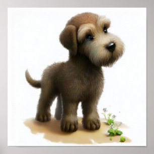 Poster Une peinture numérique d'un joli Wolfhound irlanda