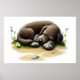 Poster Une peinture numérique d'un joli Wolfhound irlanda
