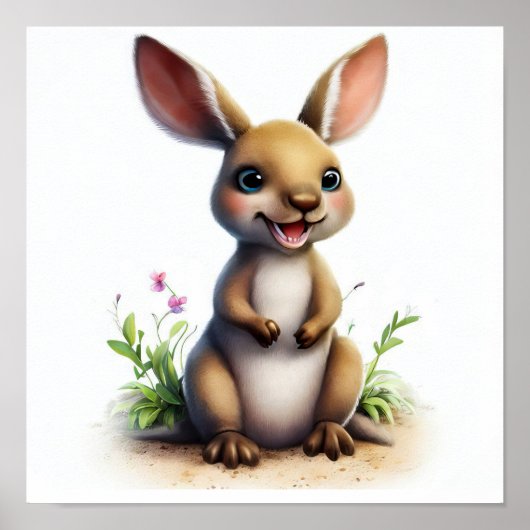 Poster Une peinture numérique d'un mignon Kangaroo (Devant)