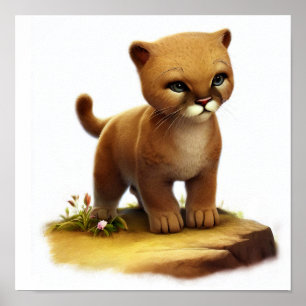 Poster Une peinture numérique d'une jeune jolie uma